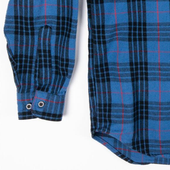 LL Bean Flannel Shirt Men's Small Traditional-Fit Plaid Blue Black Plaid Cotton - Picture 4 of 12